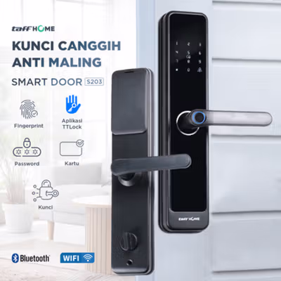 TaffHOME Smart Door Lock Bluetooth Password Fingerprint Card TTLock - S203 - Black