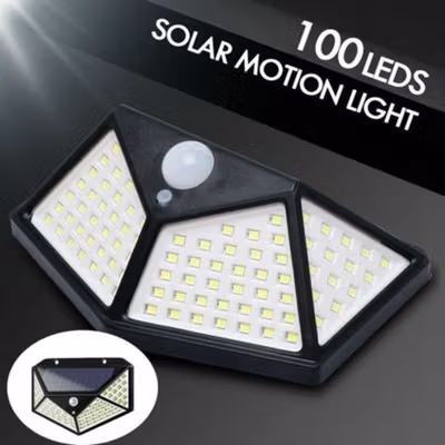 VKTECH Lampu Dinding Solar PIR Sensor IP65 100 LED Natural White - VK30 - Black