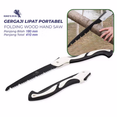 KNIFEZER Gergaji Kayu Lipat Wood Pruning Hand Saw High Hardness 180mm - LA146 - Black