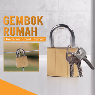 QOD YONGLI QASEM Gembok Rumah Anti Maling Padlock Hardened Steel 32mm - IDP - Golden