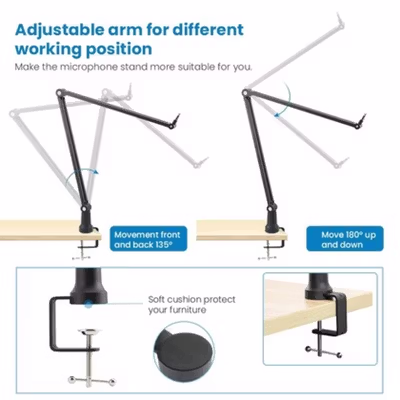 TaffSTUDIO Arm Stand Mikrofon Boom Arm Lazypod Aluminium - GAZ-60 - Black