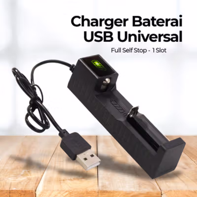 EastVita Charger Baterai 1 Slot AA AAA 18650 LED USB - TG-188 - Black