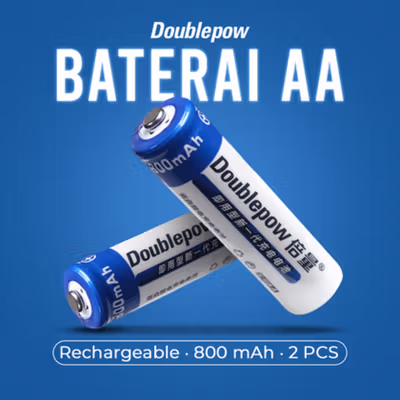 Doublepow Baterai Isi Ulang AA Ni-MH Button Top 800 mAh 1.2V 2 PCS - No Color