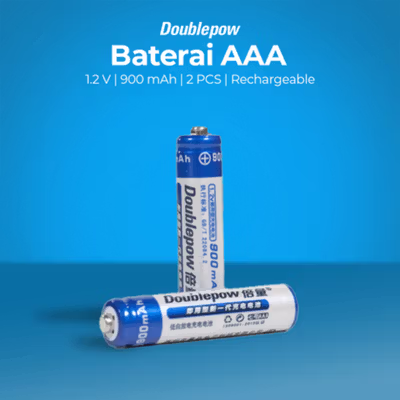 Doublepow Baterai Isi Ulang AAA Ni-MH Button Top 900mAh 1.2V 2 PCS - No Color