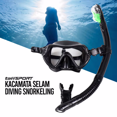 TaffSPORT Kacamata Selam Diving Snorkeling Tempered Glass - AS303JF - Black