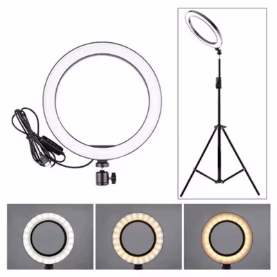TaffSTUDIO Lampu Ring Light LED 3in1 Color Tripod Holder 25.5cm 12W - QX-260 - Black — gambar 1