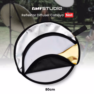 TaffSTUDIO Reflektor Cahaya Fotografi Studio 5in1 Diffuser 80cm - CL-RT50 - Black