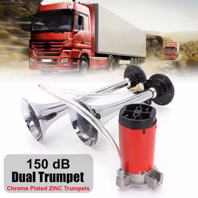OTOHEROES Klakson Trompet Mobil Dual Air Horn 150dB 12V - LD201 - Silver