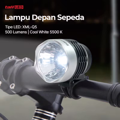 TaffLED Lampu Depan Sepeda LED XML-Q5 Waterproof CR2032 500 Lumens - ZHA14 - Black