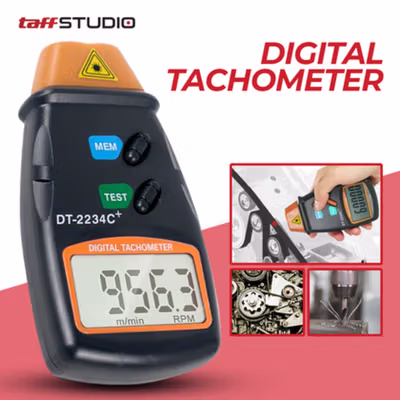 TaffSTUDIO Digital Laser Photo Tachometer LCD 2.5-99999 RPM - DT-2234C+ - Black