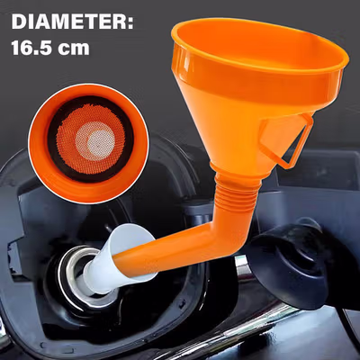 OTOHEROES Corong Oli Bensin Minyak Motor Mobil Siku Elbow Funnel 16.5cm - FL18 - Orange — gambar 1