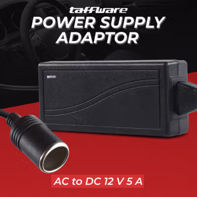 Taffware Adaptor Power Supply Converter AC to DC 12V 5A Cigarette Port - XH213 - Black
