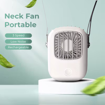 CATLION Kipas Angin Mini Portable Model Kalung Leher Neck Fan 1800mAh - YJ19 - White