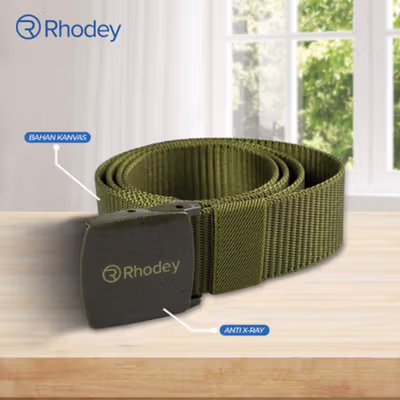 Rhodey Tali Ikat Pinggang Pria Anti X-Ray Plastik Automatic Buckle - 899 - Army Green — gambar 1