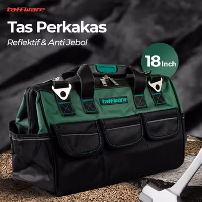 Taffware Tas Perkakas Storage Bag Waterproof Reflective Strips 18 Inch - A03369 - Green — gambar 1