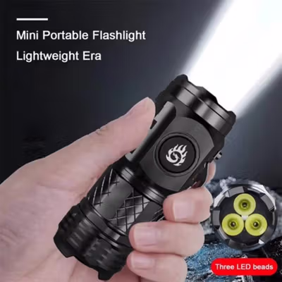 Alloet Senter LED P35 Flashlight Rechargeable Waterproof 350 Lumens - L-S60 - Black — gambar 1