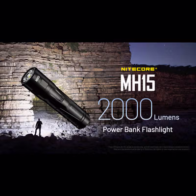 NITECORE Senter LED Flashlight Outdoor Power Bank Luminus SST40 2000lm - MH15 - Black — gambar 1