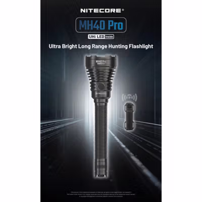NITECORE Senter LED Flashlight Tactical 3500 Lumens IP68 with Remote - MH40 Pro - Black — gambar 1
