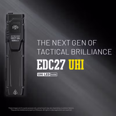 NITECORE Senter LED UHi 20 Ultra Slim Rechargeable IP54 3100 Lumens - EDC27 UHi - Black — gambar 1