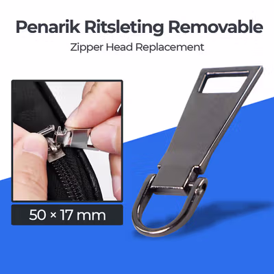 KALAX Penarik Ritsleting Removable Zipper Head Replacement 50x17mm - KA37 - Gun Black — gambar 1