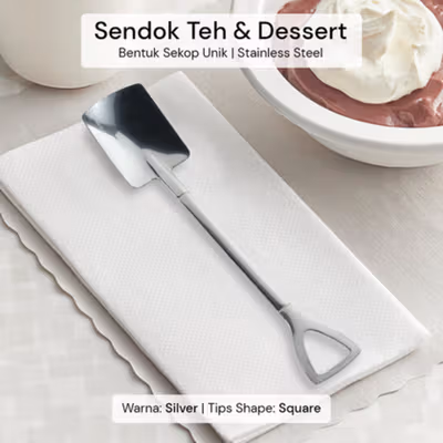 EPOCH Sendok Teh Dessert Sekop Spoon Stainless Steel 1 PCS Square - LXY550 - Silver