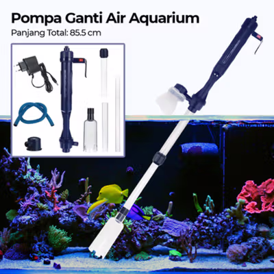 iLONDA Pompa Ganti Air Aquarium Water Gravel Cleaner Pump 520L/H - L68 - Dark Blue