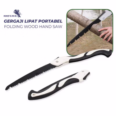 KNIFEZER Gergaji Kayu Lipat Wood Pruning Hand Saw High Hardness 130mm - LA146 - Black — gambar 1