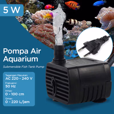 Taffware Pompa Air Aquarium Ikan Submersible Pump Fish Tank 220-240V 5W - JN-300/JN-200 - Black — gambar 1
