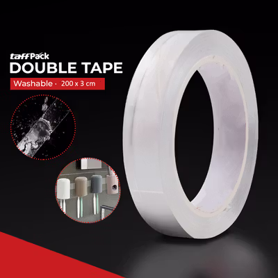 TaffPACK Double Tape Perekat Nano Gel Adhesive Washable Sticker 200x3cm - J007 - Transparent — gambar 1