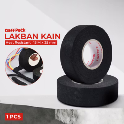 TaffPACK Lakban Kain Adhesive Cloth Tape Heat Resistant 15M 25mm - TF11 - Black