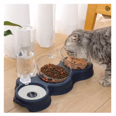 Aufulai Tempat Makan dan Minum Hewan Peliharaan Kucing Anjing - CH506 - Dark Blue