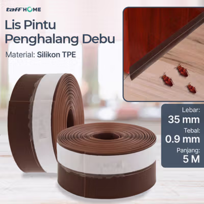 TaffHOME Lis Pintu Penghalang Debu Door Seal Strip Silicone TPE 35mmx5M - EACC25 - Brown — gambar 1