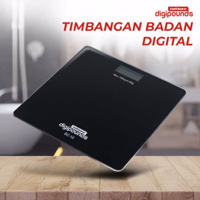 Taffware Digipounds Timbangan Badan Digital Scale Battery 180kg - SC-12 - Black — gambar 1