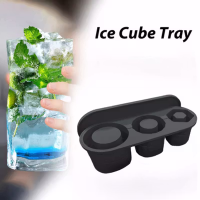 GEUTRI Cetakan Es Batu Silikon Cylinder 3 Grid Ice Cube Mold Stanley - GTR3 - Black