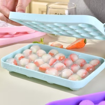 HELOTIC Cetakan Es Batu Silikon Bulat 25 Grid Ice Cube Mold BPA Free - HX1 - Blue