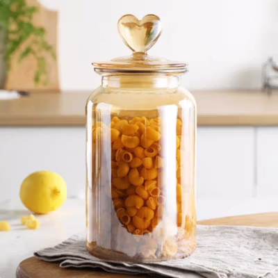 One Two Cups Toples Kaca Penyimpanan Makanan Kedap Udara 1.35L Polos - GFS138 - Brown — gambar 1