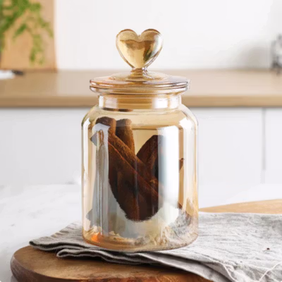One Two Cups Toples Kaca Penyimpanan Makanan Kedap Udara 950ml Polos - GFS137 - Brown