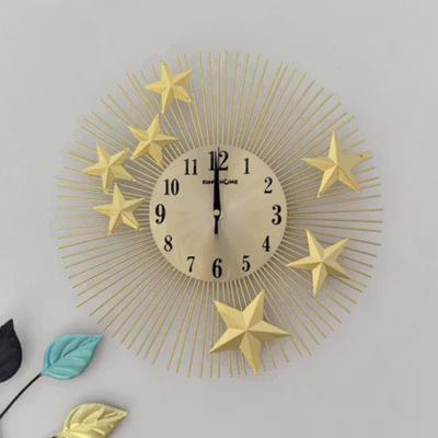 TaffHOME Jam Dinding Besi Bintang Laut Silent Movement 38cm - WM-3 - Golden — gambar 1
