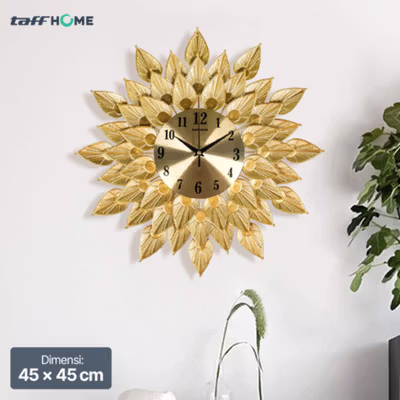 TaffHOME Jam Dinding Sunflower Quartz Silent Movement 45cm - WM-45 - Golden — gambar 1