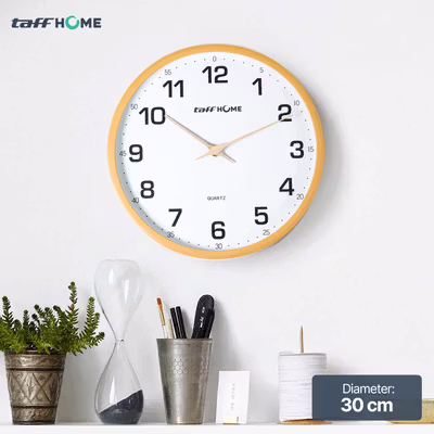 TaffHOME Jam Dinding Quartz Nordic Minimalist Style 30cm - DG12 - Wooden