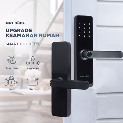 TaffHOME Smart Door Lock Fingerprint Password Card RFID Alarm - H1-XG - Black
