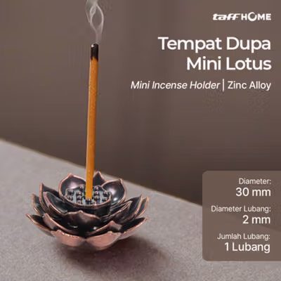 TaffHOME Tempat Dupa Double Lotus Mini Incense Holder Zinc Alloy - YJ-B1 - Copper