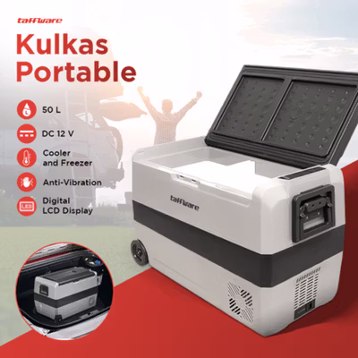 Taffware Kulkas Mobil Portable Car Mini Fridge Freezer 50L - T50 - Gray — gambar 1