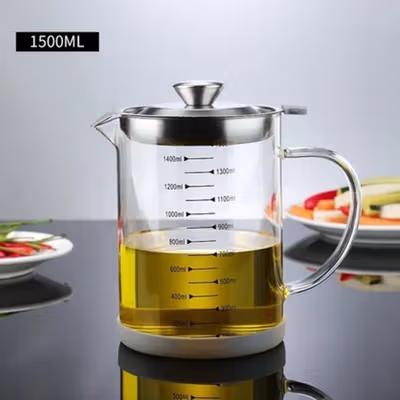 ACEITE Botol Wadah Penyaring Minyak Goreng Kaca Tahan Panas 1500ml - FL26 - Transparent