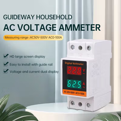 GAQQEE MCB Digital Din Rail Over Voltage Current Protector 500V 100A - C45-2042VA - White — gambar 1