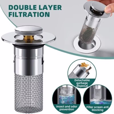 IVUSHIO Saringan Wastafel Cuci Piring Penutup Lubang Floor Drain Plug - IV-55 - Silver