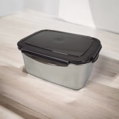 TaffHOME Kotak Makan Anti Tumpah Reguler Lunch Box Stainless Steel 304 1500ml - Slyz52 - Black — gambar 1