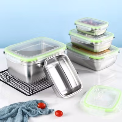 TaffHOME Kotak Makan Anti Tumpah Reguler Lunch Box Stainless Steel 304 550ml - Slyz52 - Black — gambar 1