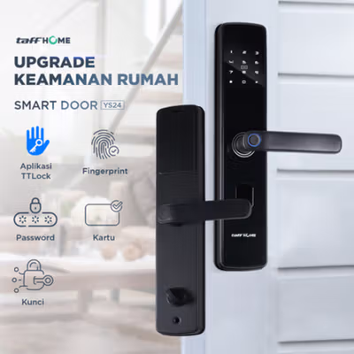 TaffHOME Smart Door Lock Fingerprint Password Bluetooth Card TTLock - YS-24 - Black — gambar 1