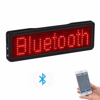 WITZY LED Badge Text Display Screen Bluetooth Red Text 9.8x0.8x2.2cm - W98 - Red — gambar 1